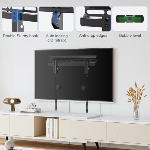 Suptek Studless TV Wall Mount for Most 23-60 Inch TVs up to 99 lbs, Low Profile No Drill TV Mount, Drywall Bracket with Max VESA 400x400mm, No Stud, No Drill, Easy Install, MF8